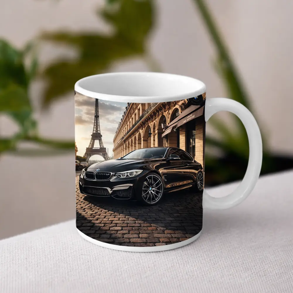 BMW M4 Black Coupe Paris Eiffel Tower – Mugs