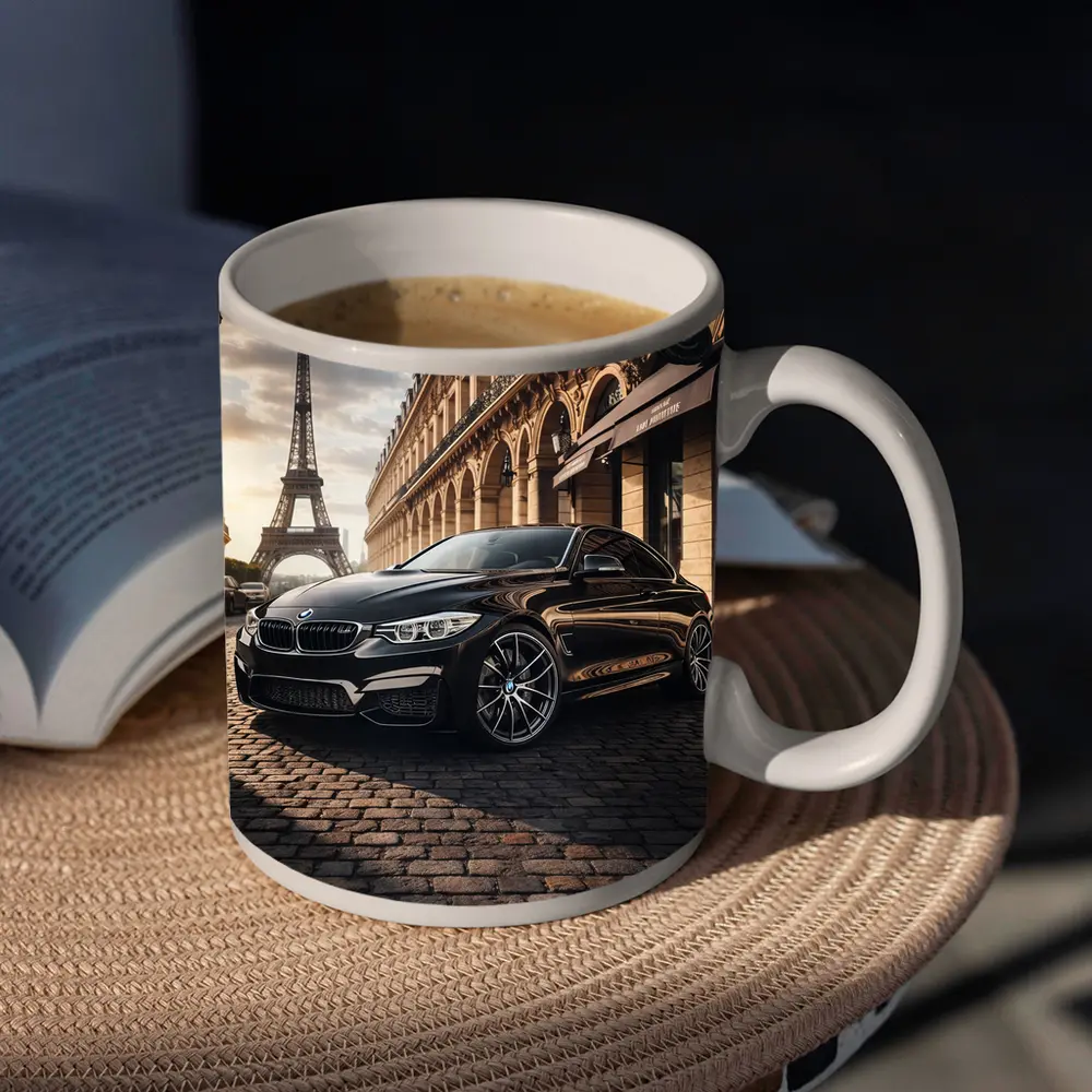 BMW M4 Black Coupe Paris Eiffel Tower – Mugs