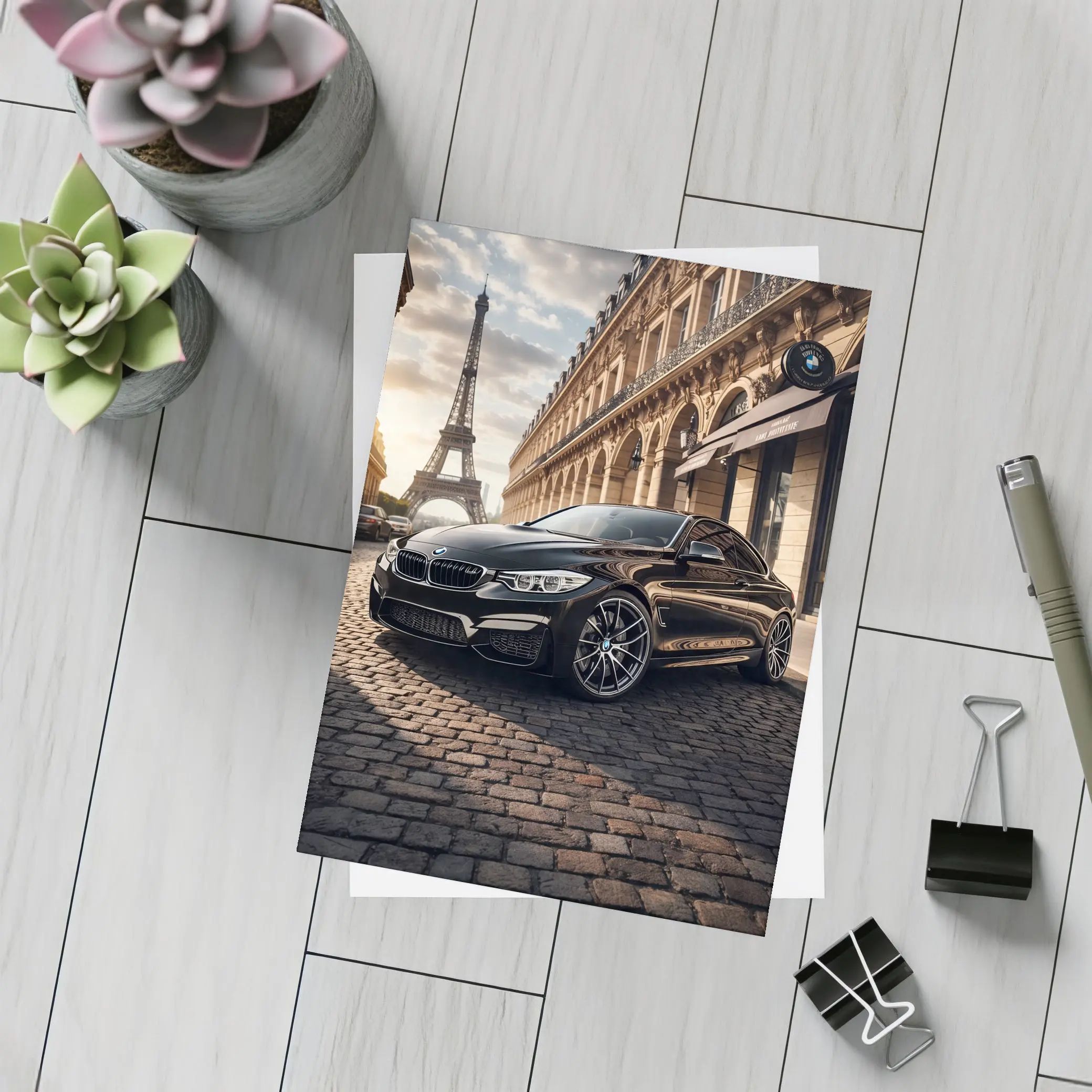 BMW M4 Black Coupe Paris Eiffel Tower – Postcards