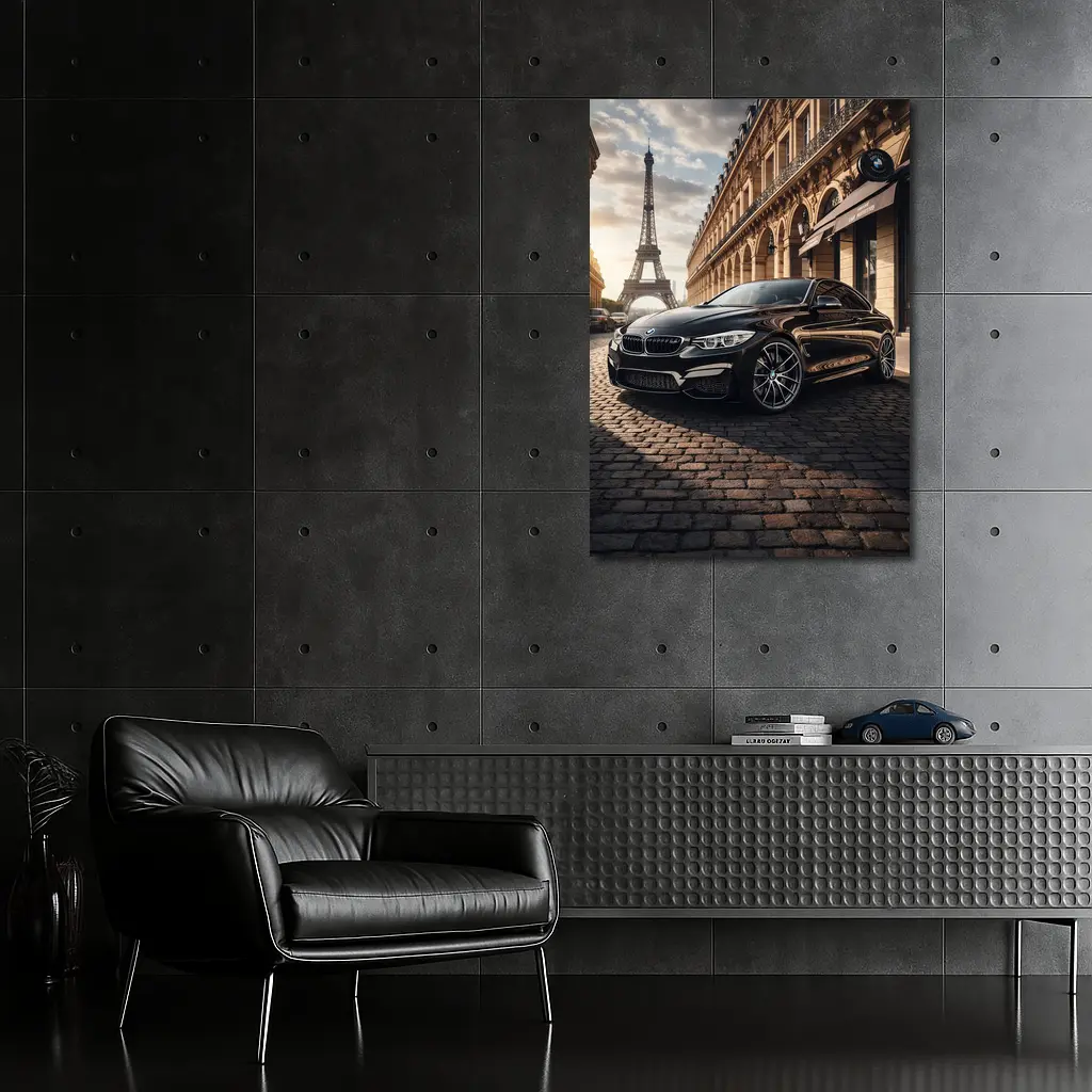 BMW M4 Black Coupe Paris Eiffel Tower – Wall Art