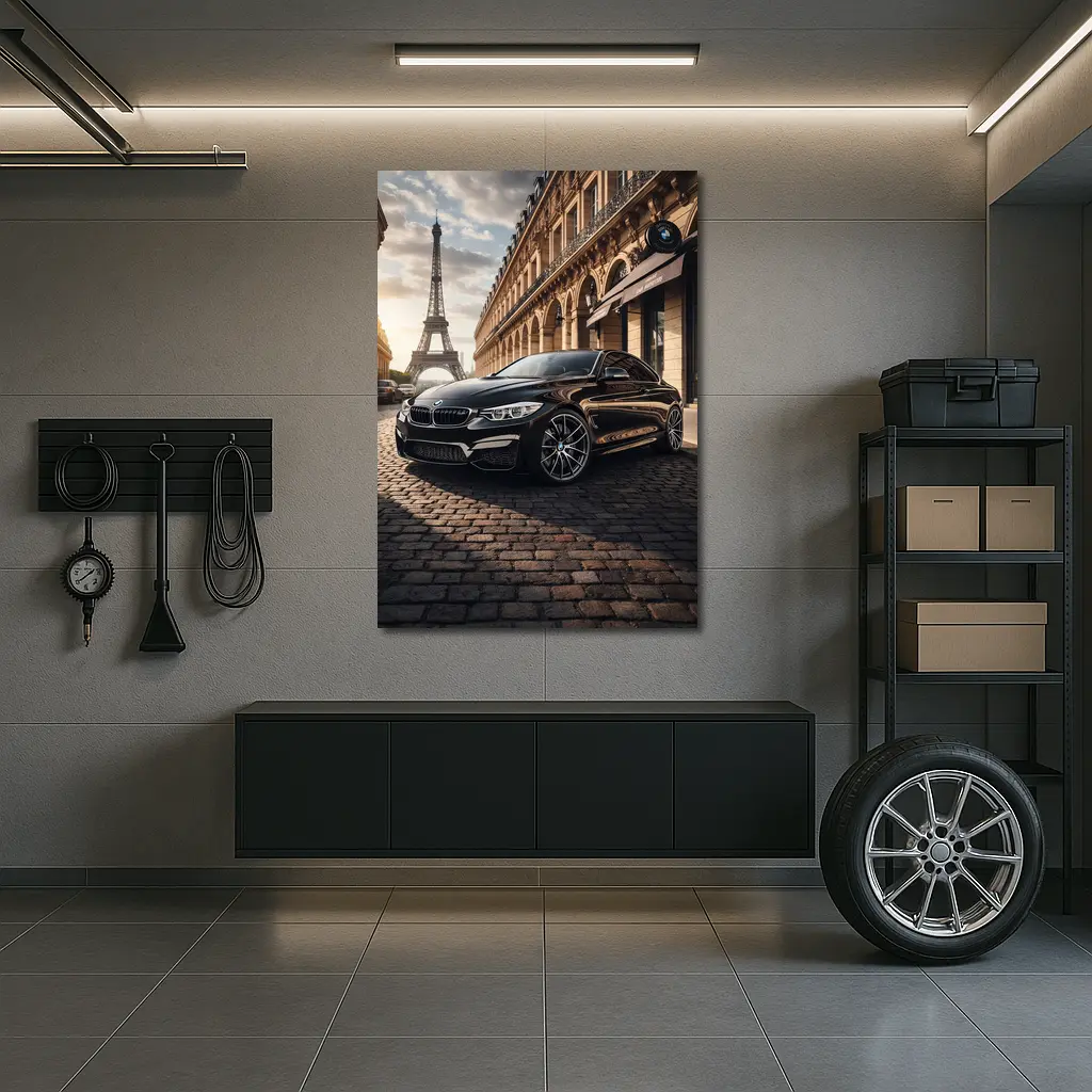BMW M4 Black Coupe Paris Eiffel Tower – Wall Art