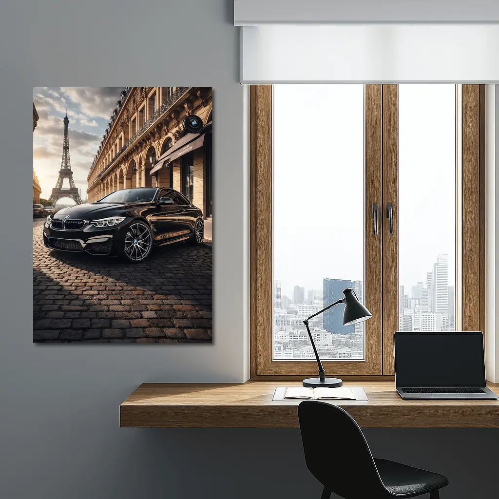 BMW M4 Black Coupe Paris Eiffel Tower – Wall Art