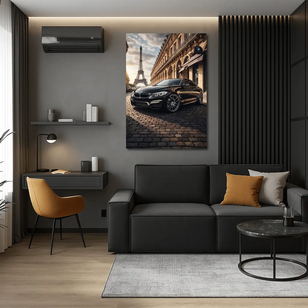 BMW M4 Black Coupe Paris Eiffel Tower – Wall Art
