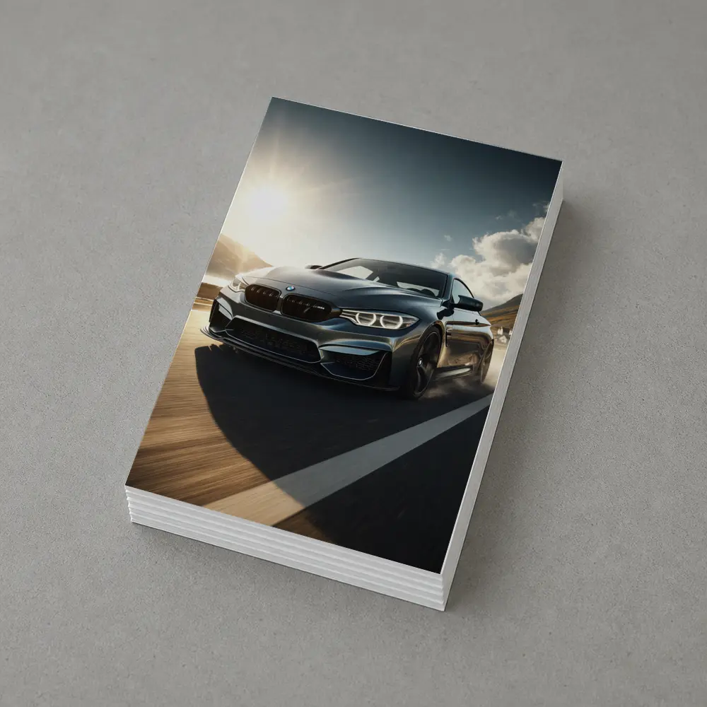BMW M4 Dark Gray Racing on Open Road – Postcards