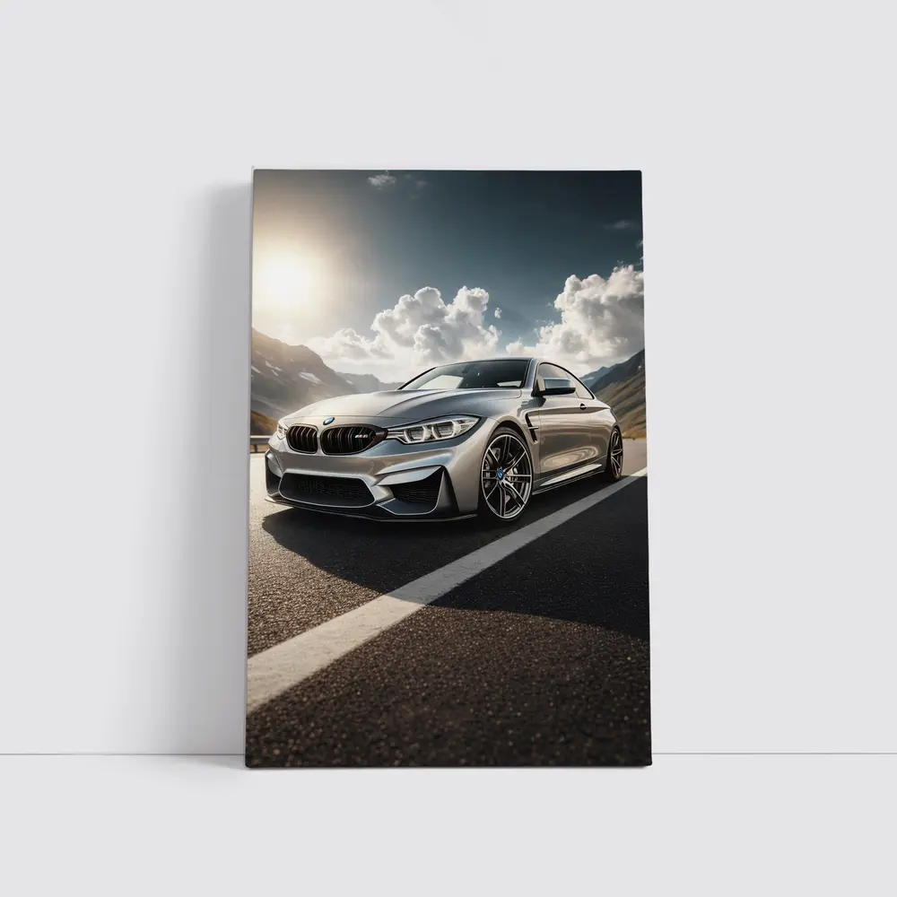 BMW M4 Silver Coupe Mountain Road – Wall Art