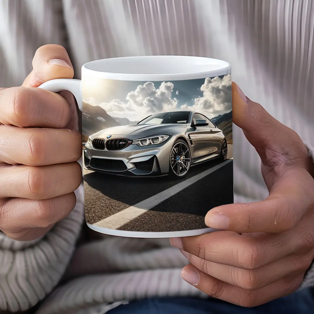 BMW M4 Silver Coupe Mountain Road – Mugs
