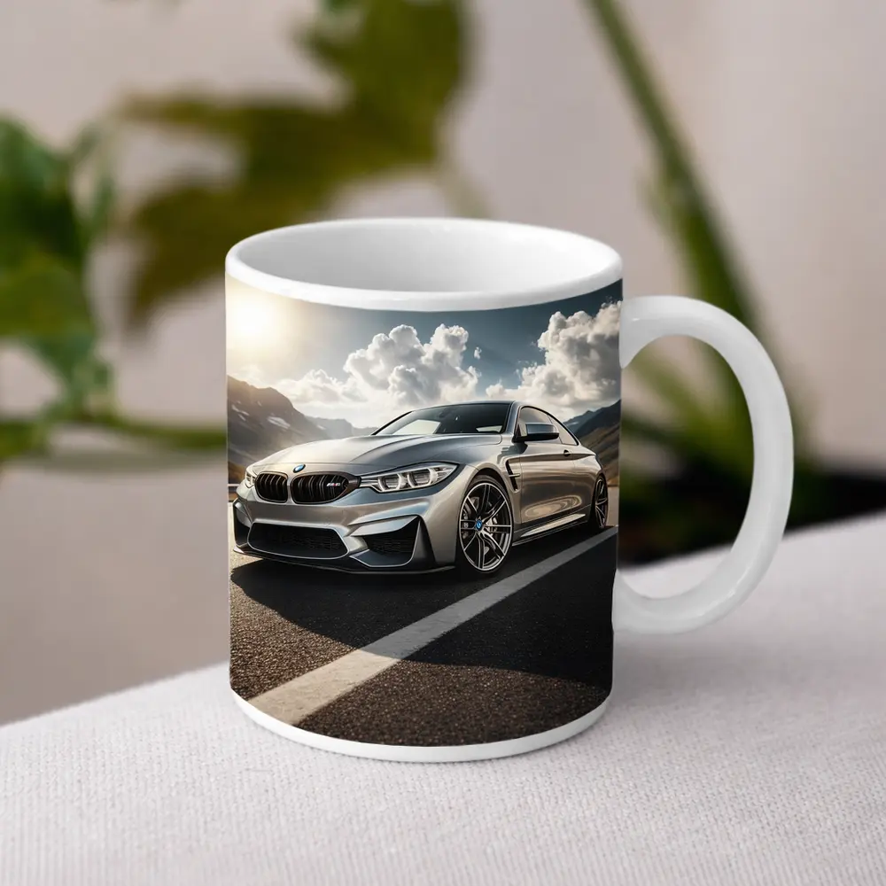 BMW M4 Silver Coupe Mountain Road – Mugs