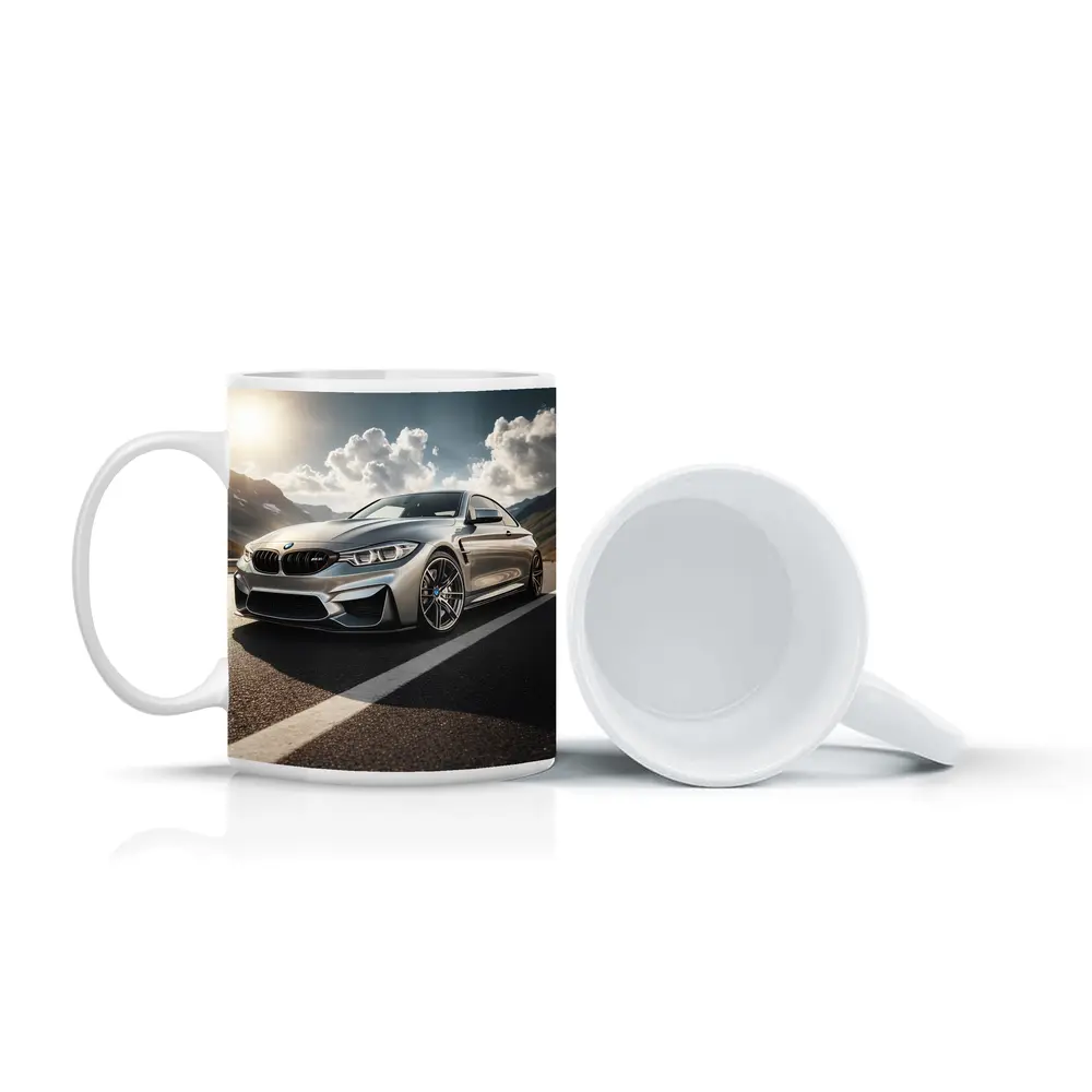 BMW M4 Silver Coupe Mountain Road – Mugs