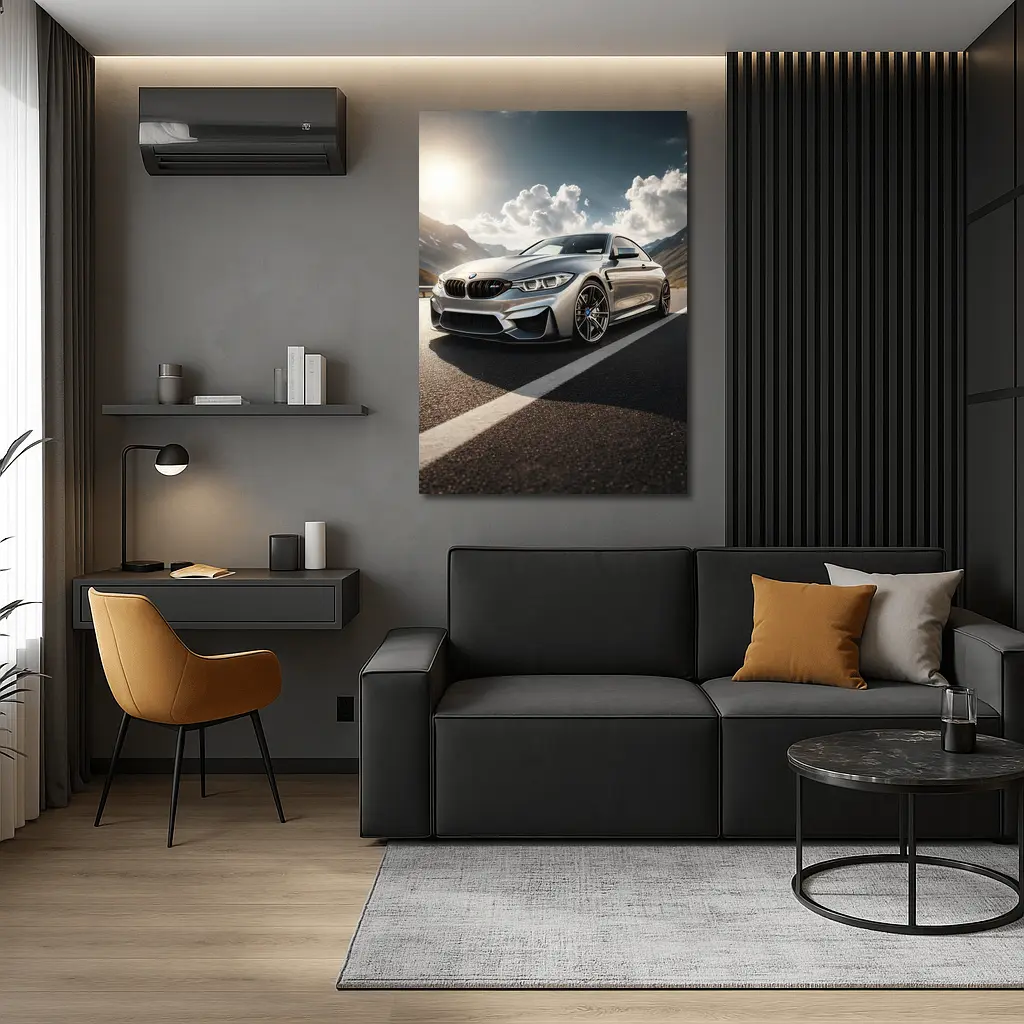 BMW M4 Silver Coupe Mountain Road – Wall Art