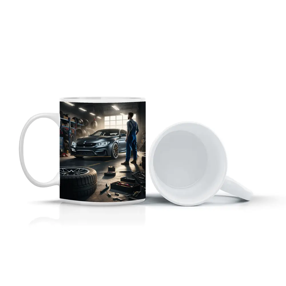 BMW M4 Mechanic Workshop Garage Scene – Mugs