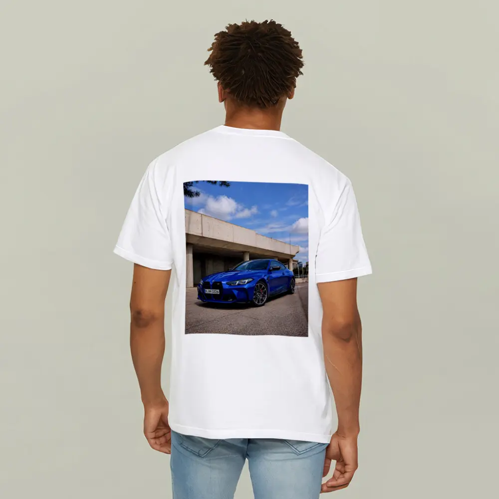 BMW M4 Blue Coupe Concrete Architecture – T-Shirts