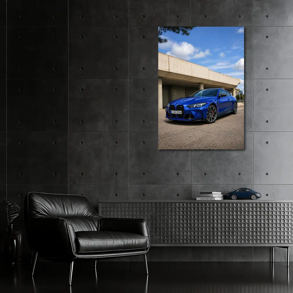 BMW M4 Blue Coupe Concrete Architecture – Wall Art