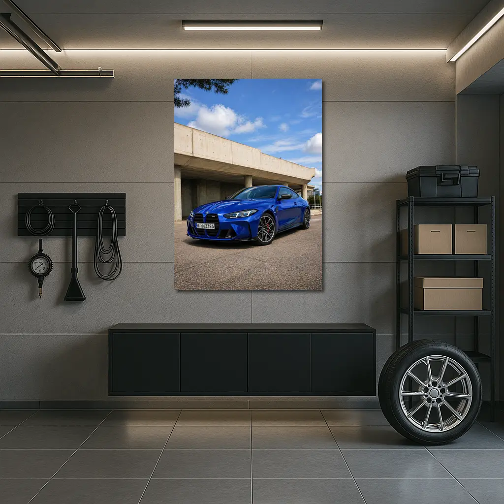 BMW M4 Blue Coupe Concrete Architecture – Wall Art