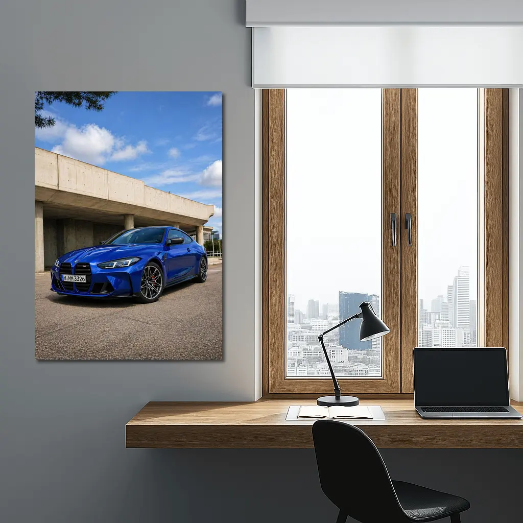 BMW M4 Blue Coupe Concrete Architecture – Wall Art