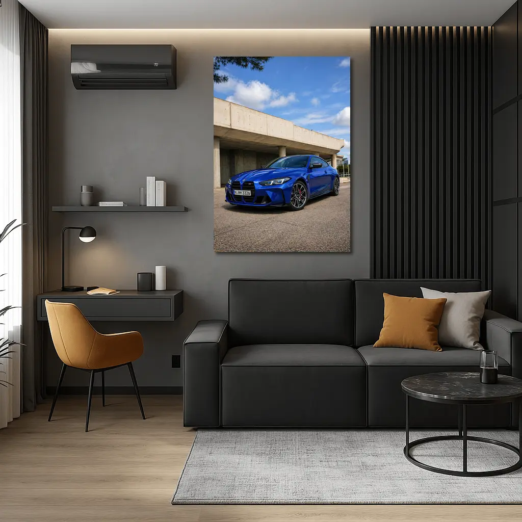 BMW M4 Blue Coupe Concrete Architecture – Wall Art