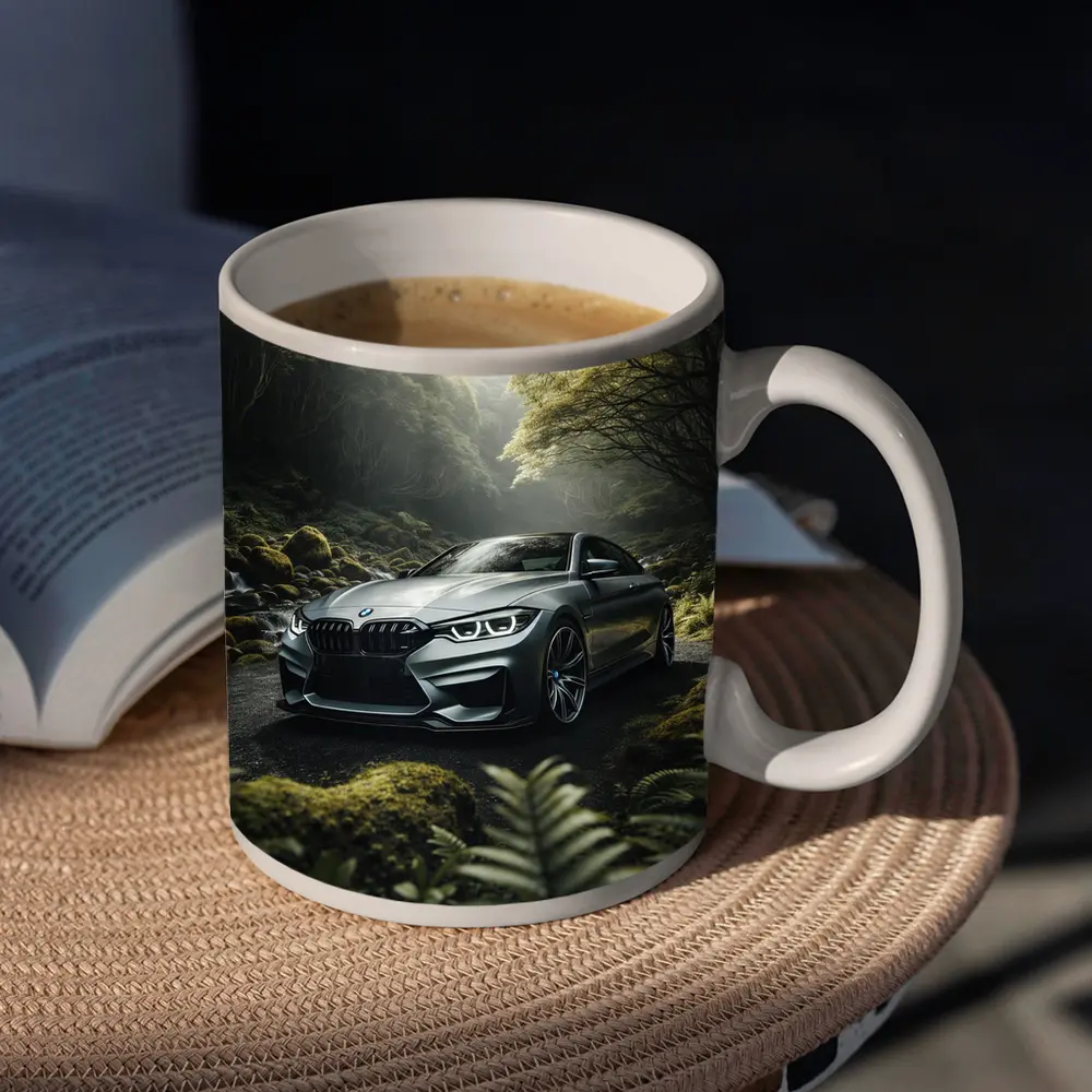 BMW M4 Gray Coupe Forest Road – Mugs