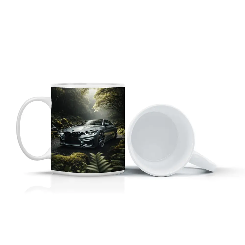 BMW M4 Gray Coupe Forest Road – Mugs