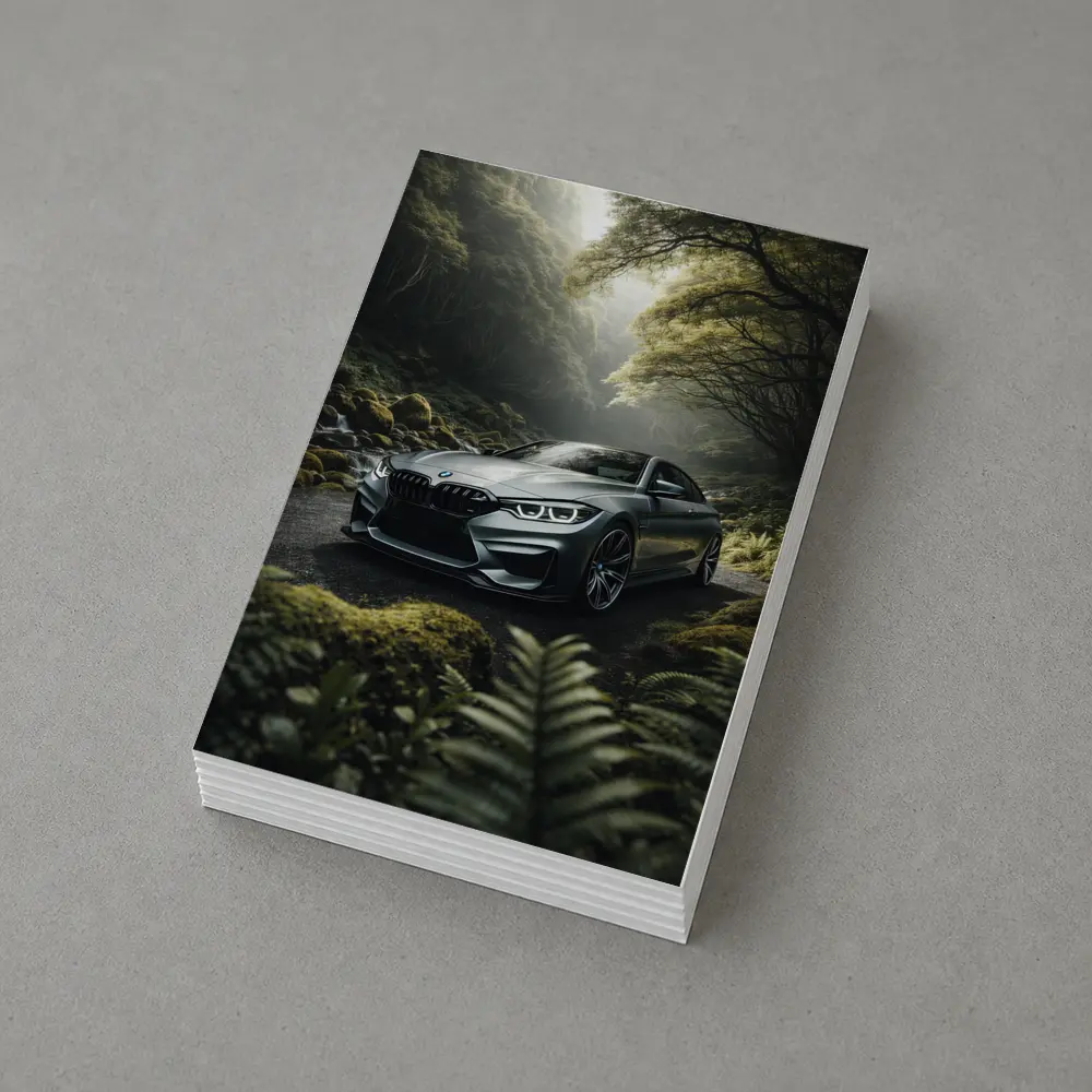 BMW M4 Gray Coupe Forest Road – Postcards