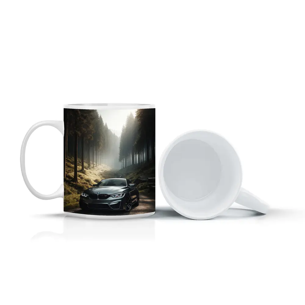 BMW M4 Parked On Misty Forest Road – Mugs