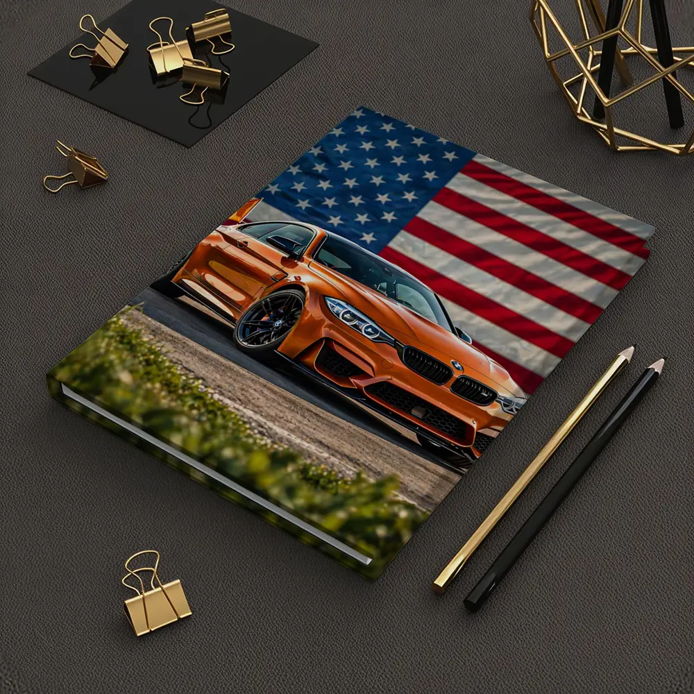 BMW M4 Orange American Flag Background – Notebooks