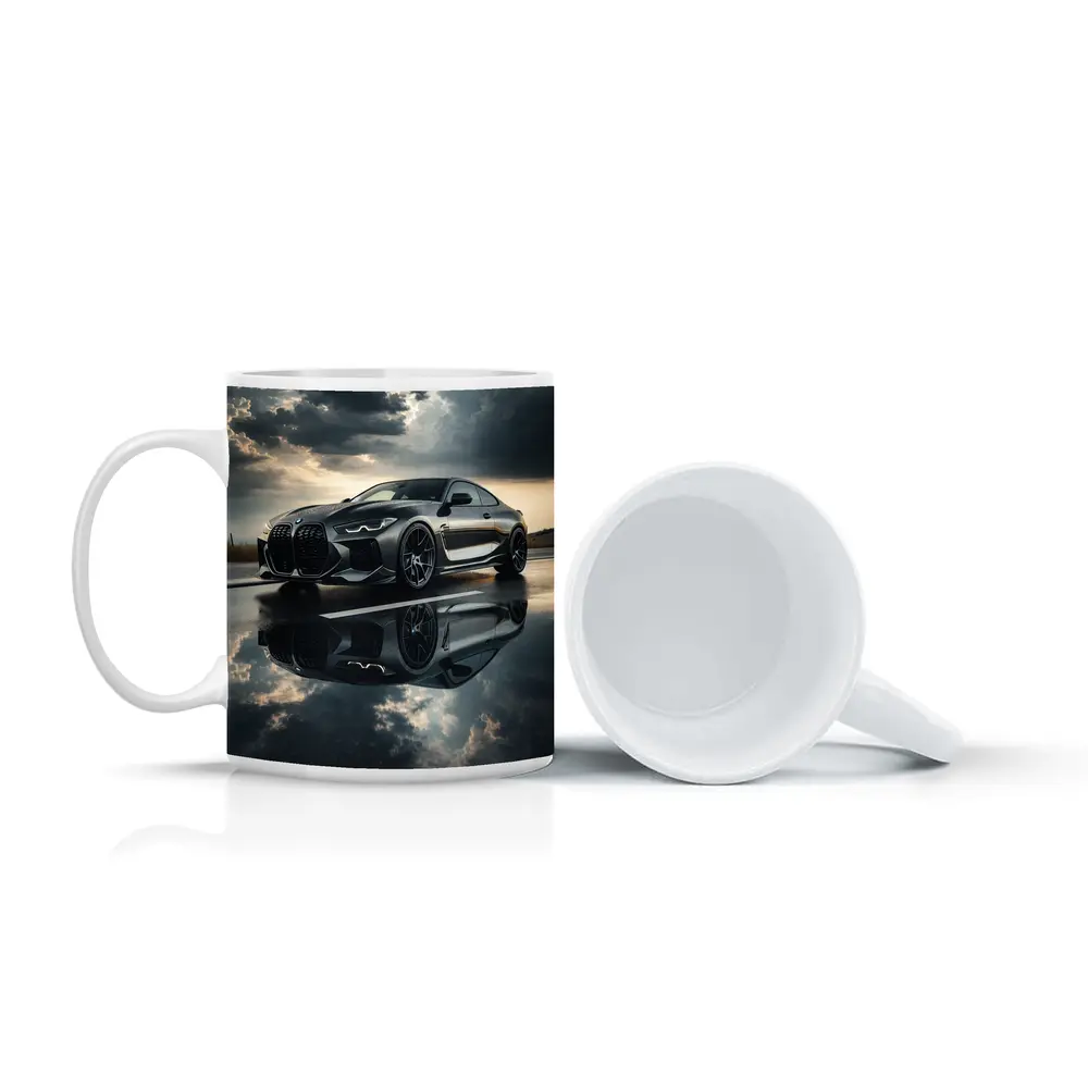 BMW M4 Black Coupe Stormy Sky Reflection – Mugs