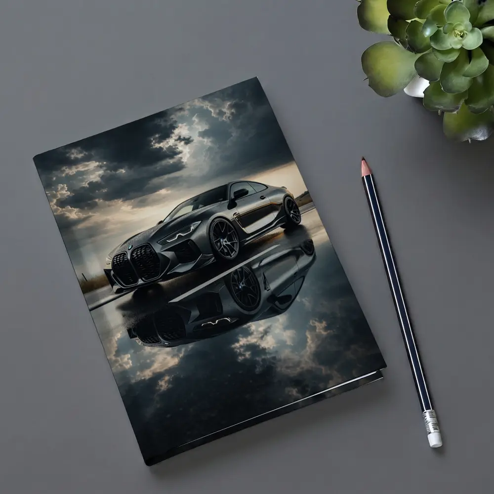 BMW M4 Black Coupe Stormy Sky Reflection – Notebooks
