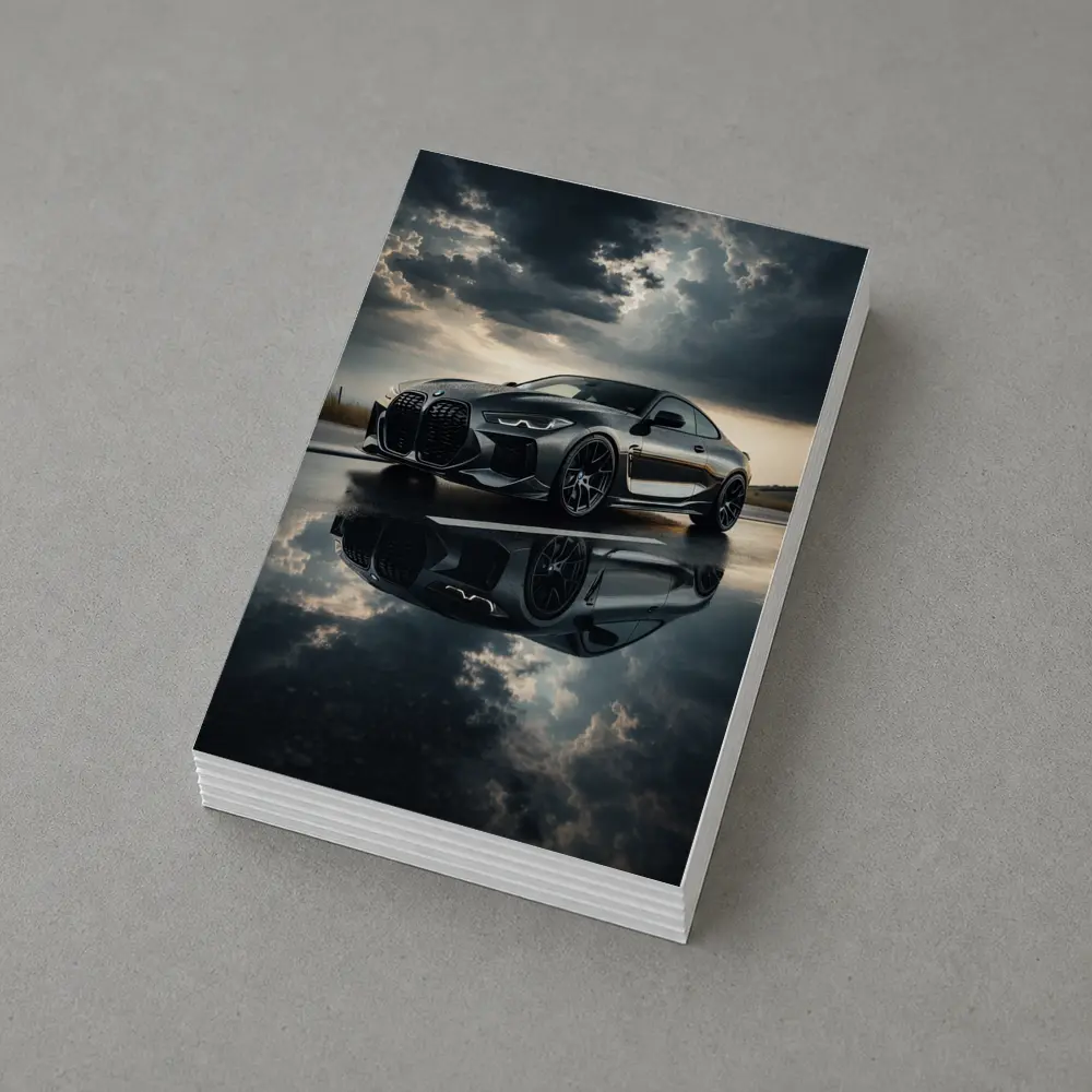 BMW M4 Black Coupe Stormy Sky Reflection – Postcards