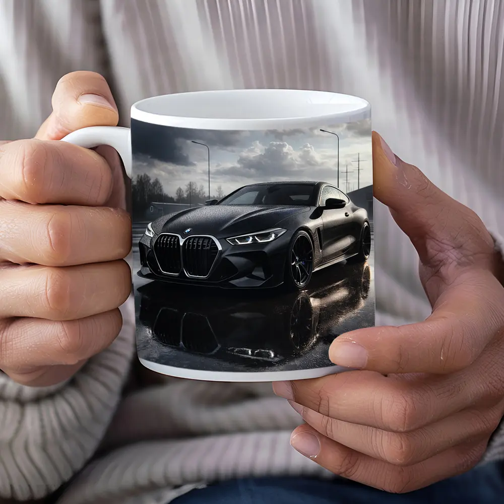 BMW M4 Black Wet Parking Lot Overcast – Mugs