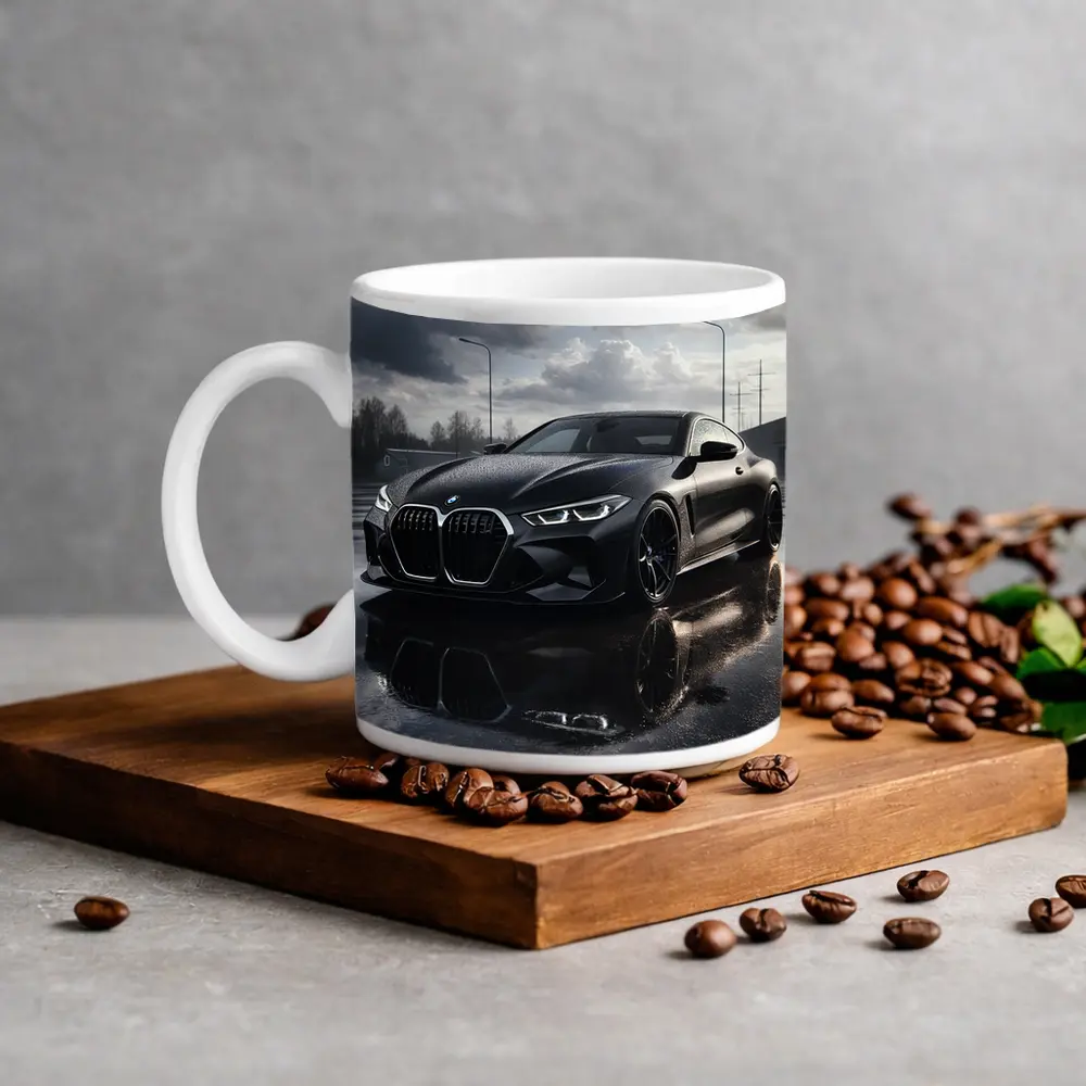 BMW M4 Black Wet Parking Lot Overcast – Mugs