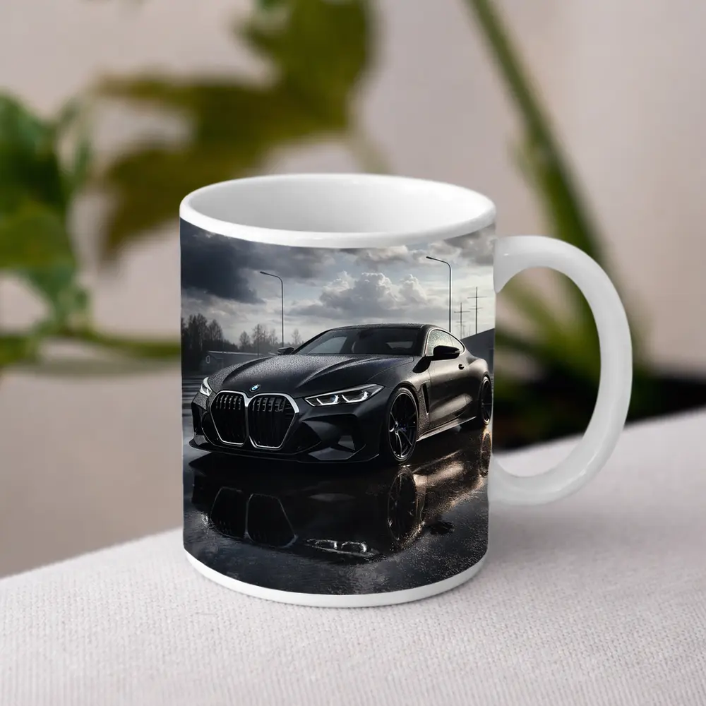 BMW M4 Black Wet Parking Lot Overcast – Mugs