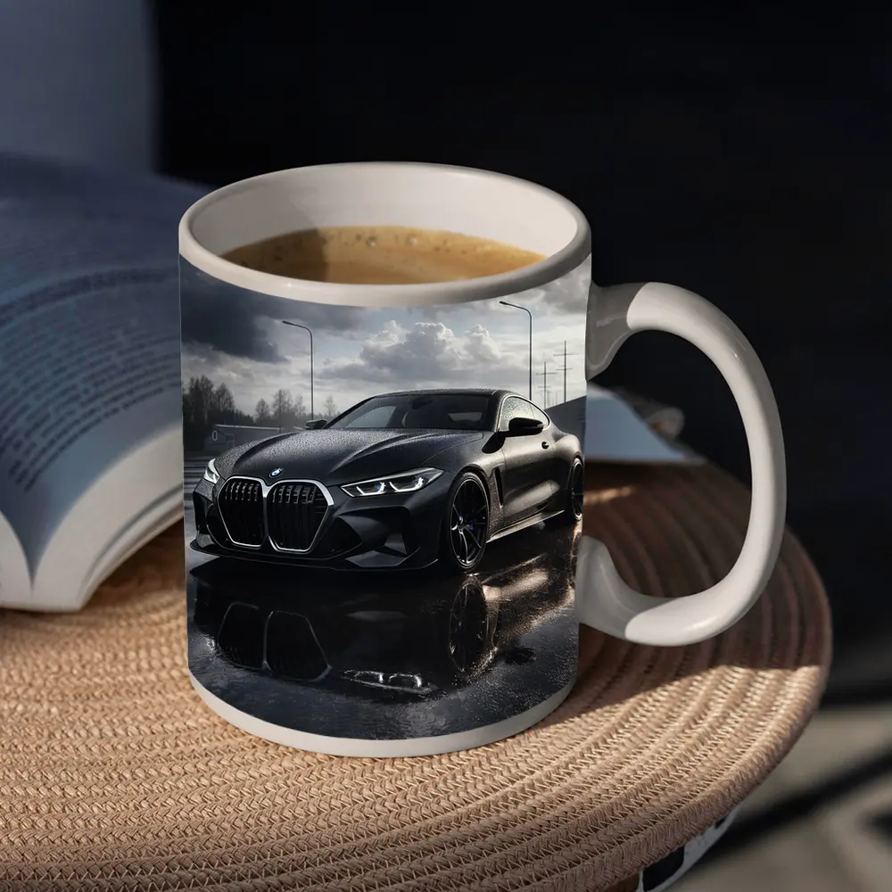 BMW M4 Black Wet Parking Lot Overcast – Mugs