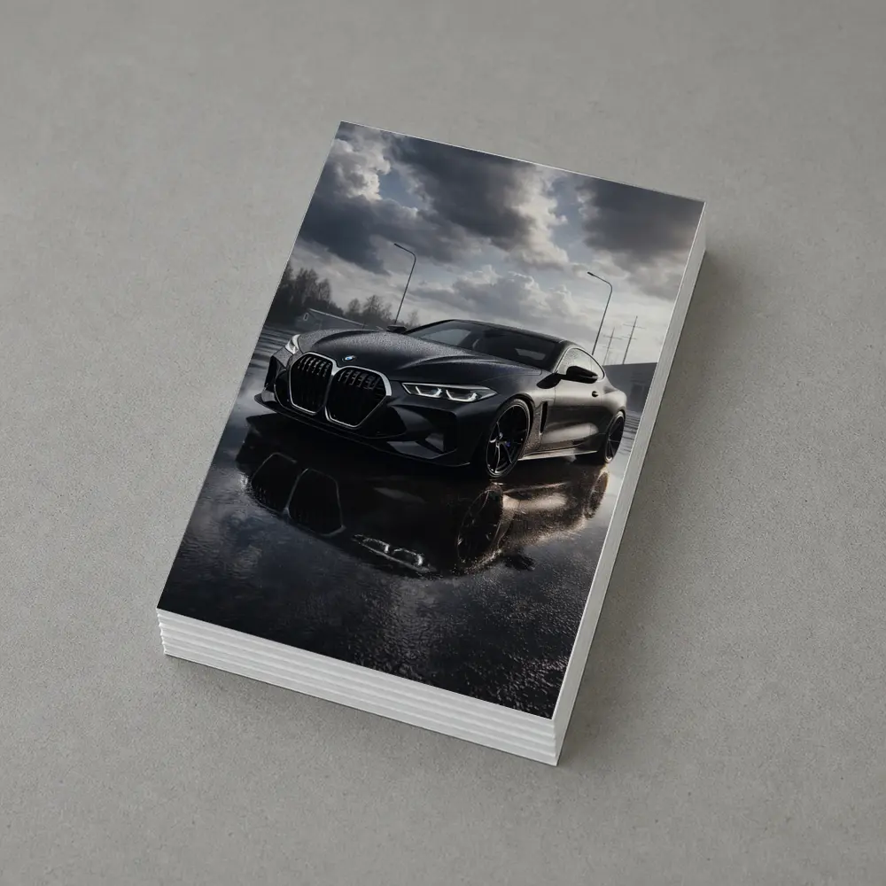BMW M4 Black Wet Parking Lot Overcast – Postcards