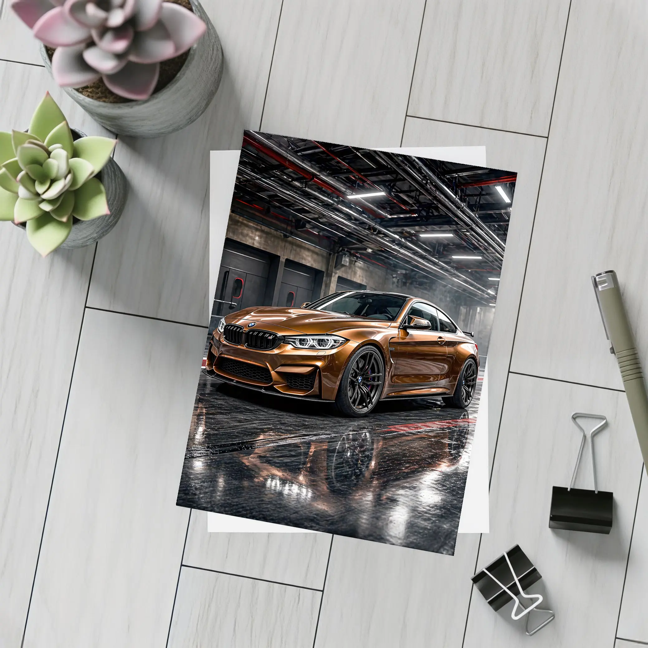 BMW M4 Bronze Coupe Dark Garage – Postcards