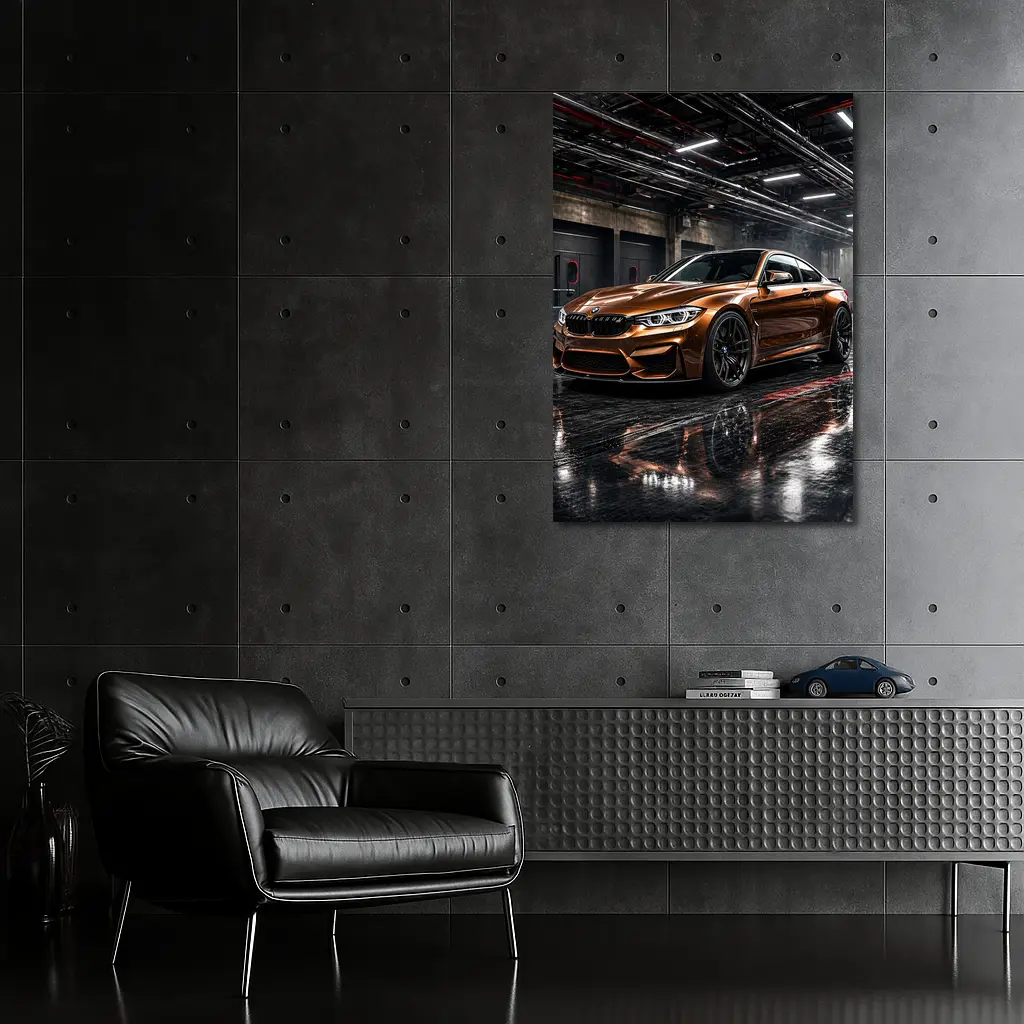 BMW M4 Bronze Coupe Dark Garage – Wall Art