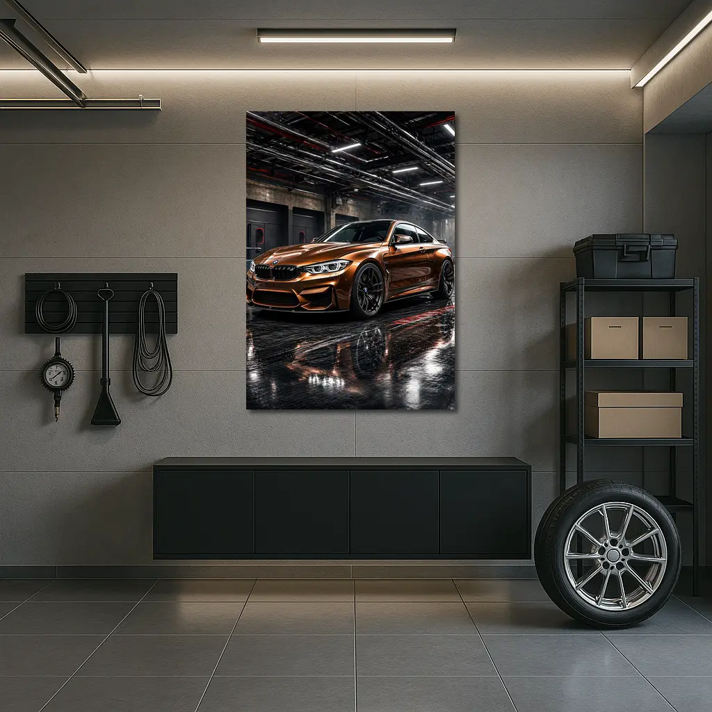 BMW M4 Bronze Coupe Dark Garage – Wall Art