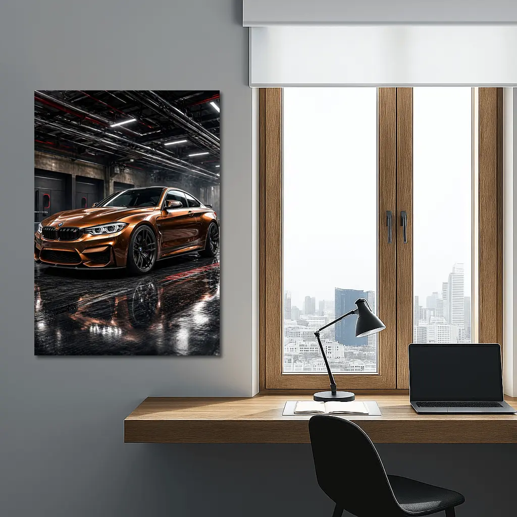 BMW M4 Bronze Coupe Dark Garage – Wall Art
