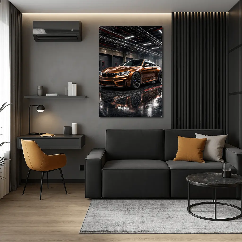 BMW M4 Bronze Coupe Dark Garage – Wall Art