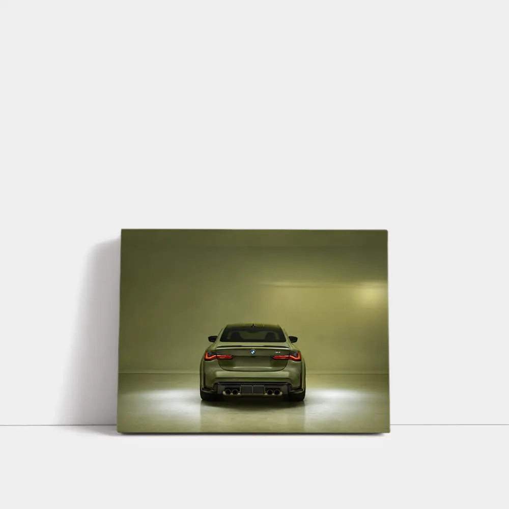 BMW M4 Rear View Olive Green Studio – Wall Art