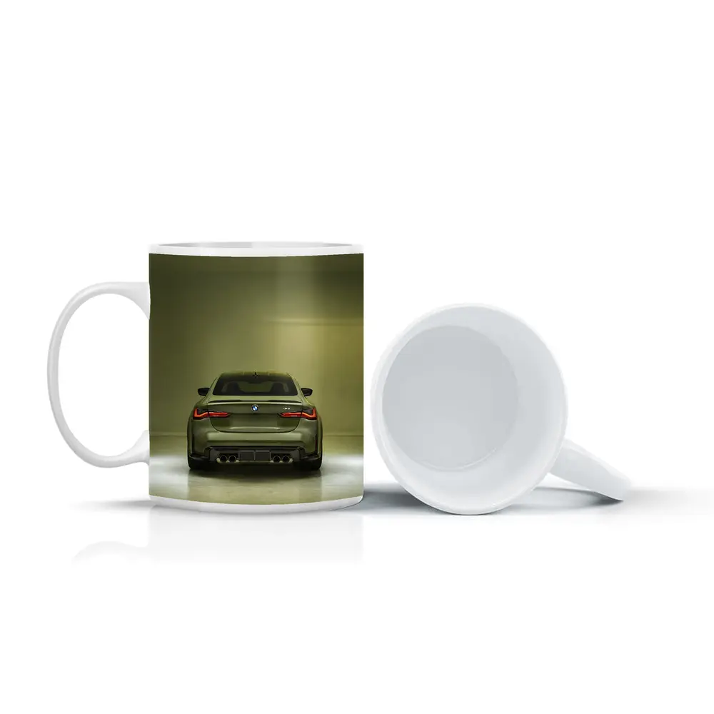 BMW M4 Rear View Olive Green Studio – Mugs