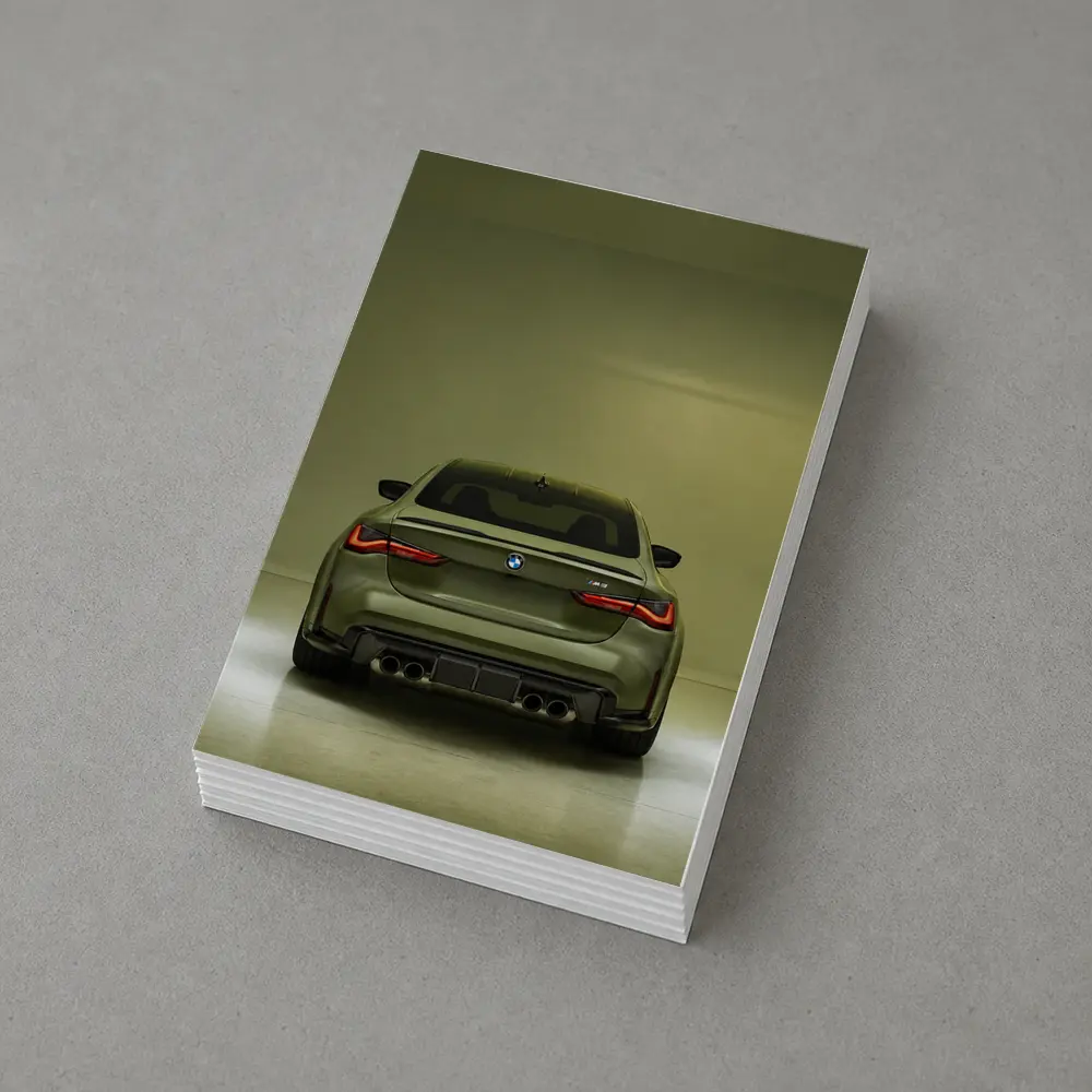 BMW M4 Rear View Olive Green Studio – Postcards