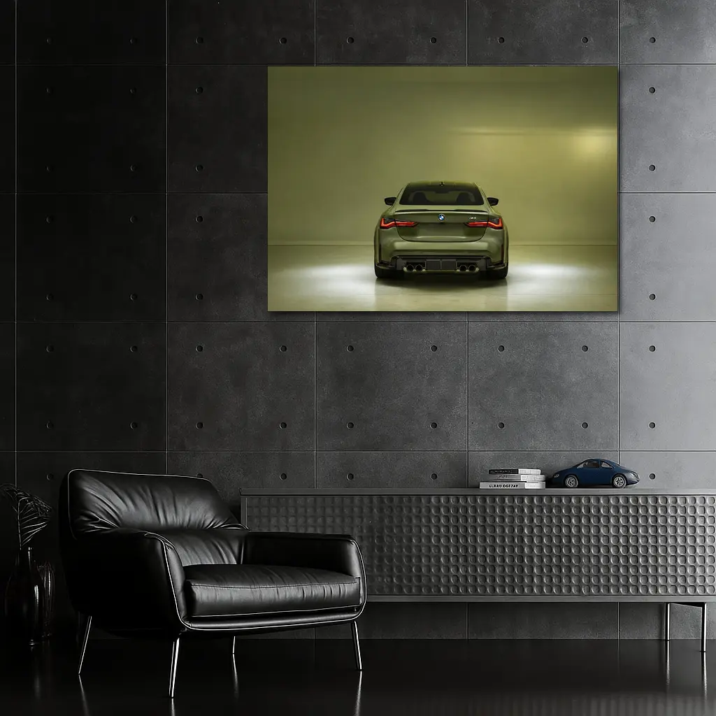 BMW M4 Rear View Olive Green Studio – Wall Art