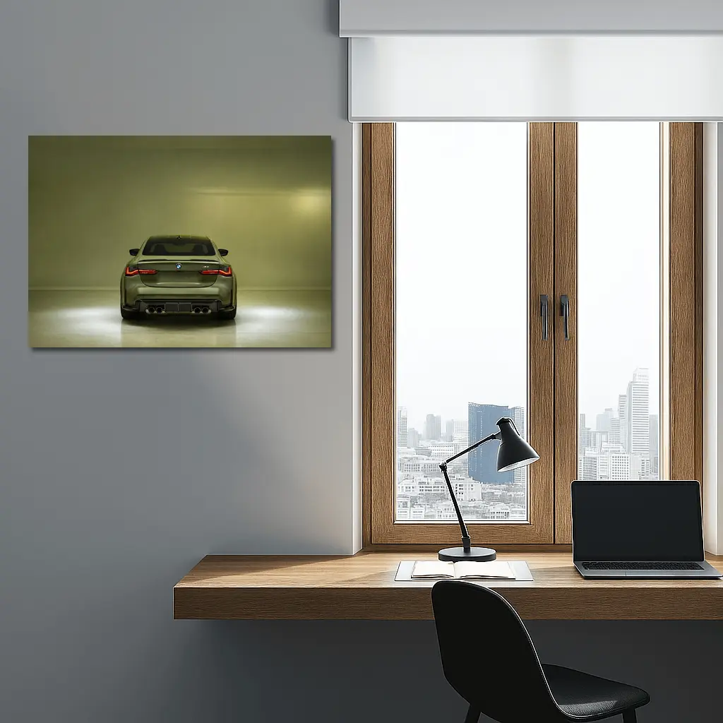 BMW M4 Rear View Olive Green Studio – Wall Art