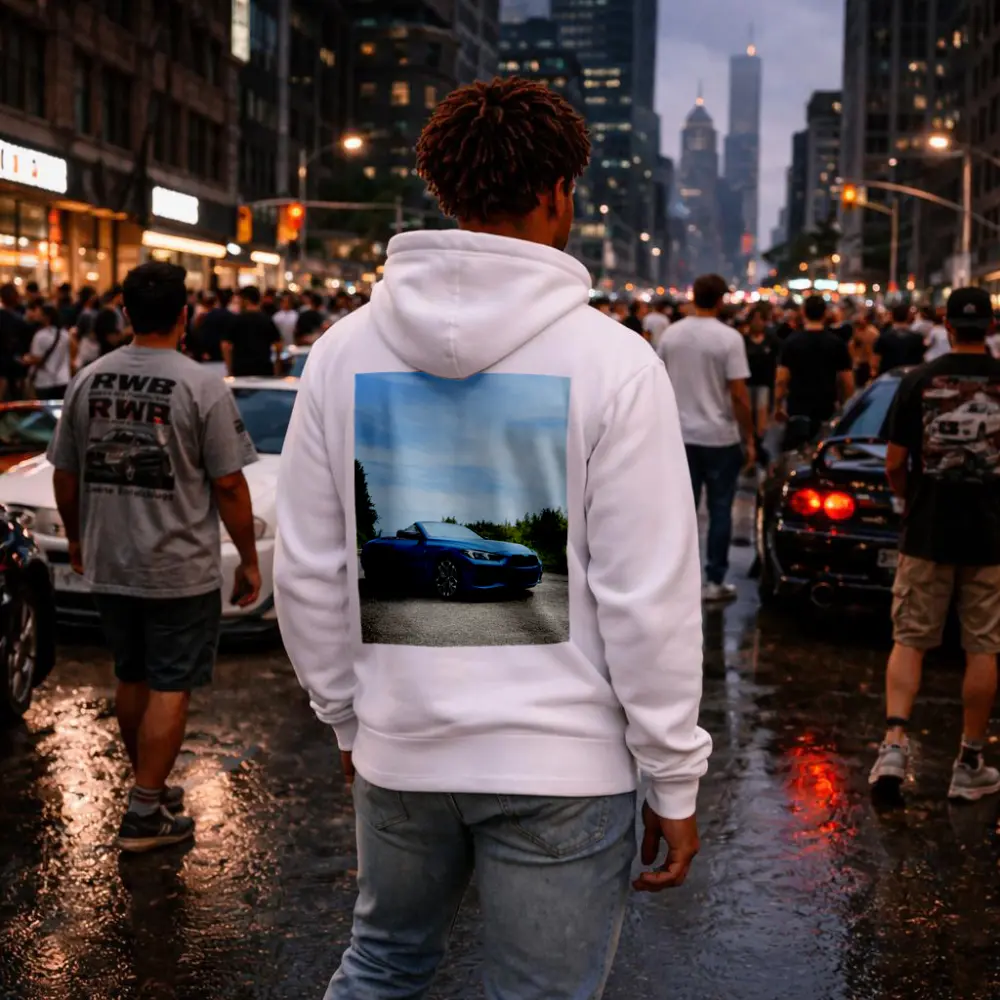 BMW M4 Convertible Blue Open Road – Hoodies