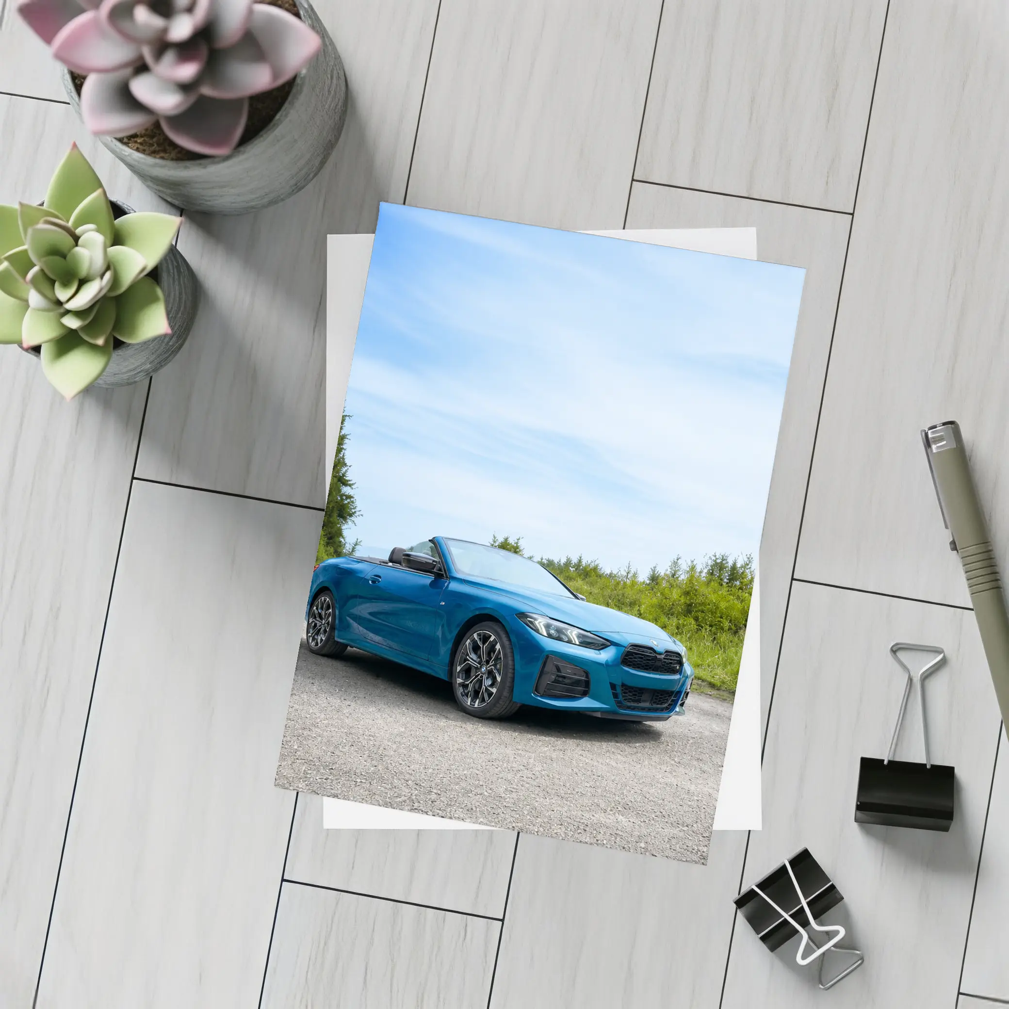 BMW M4 Convertible Blue Open Road – Postcards