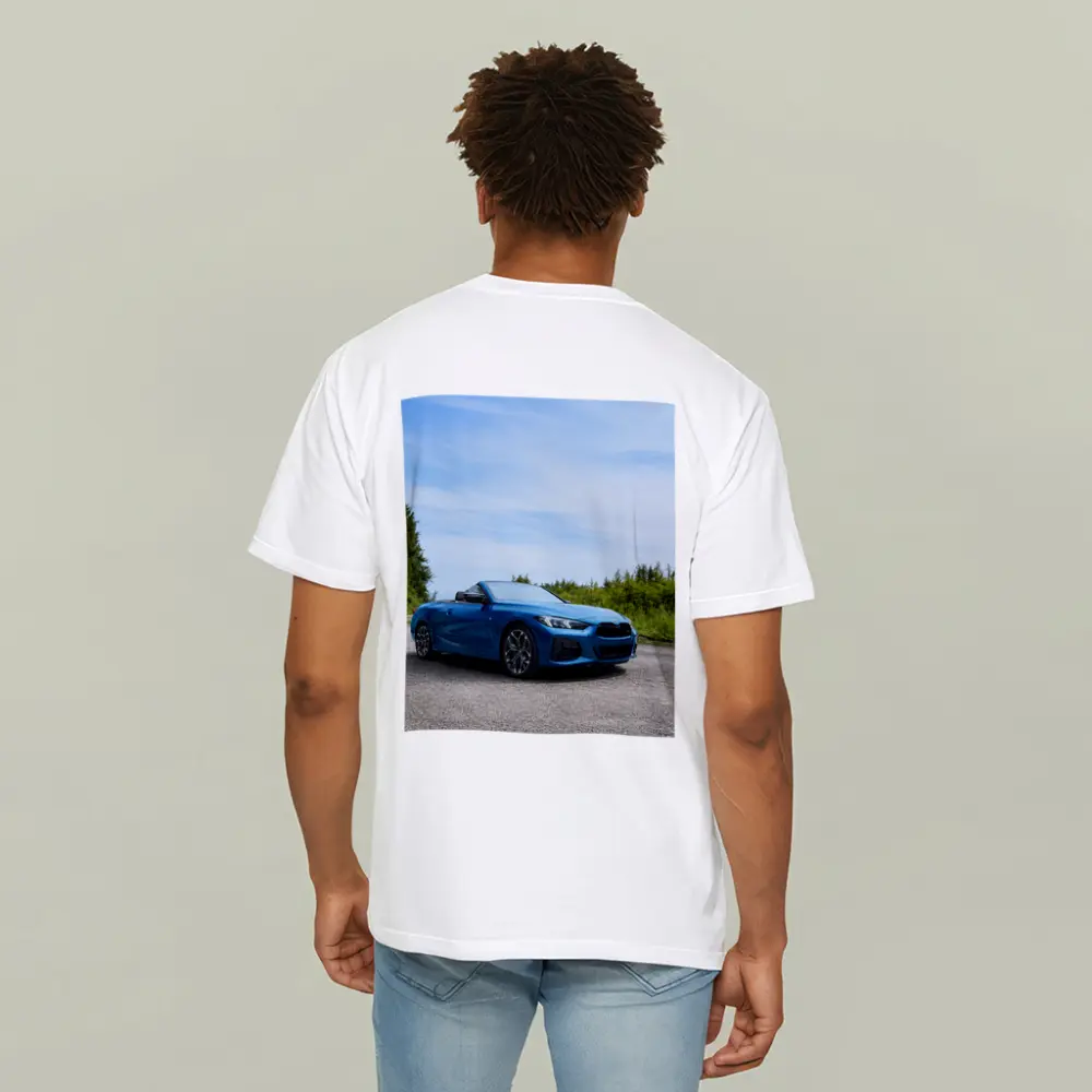 BMW M4 Convertible Blue Open Road – T-Shirts