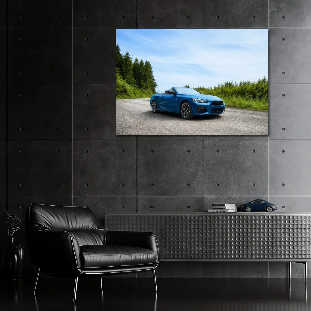 BMW M4 Convertible Blue Open Road – Wall Art