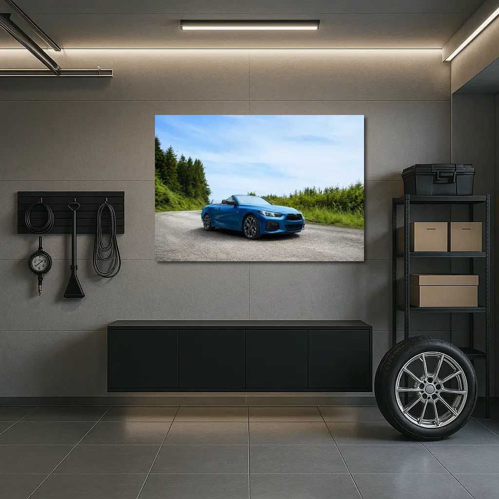 BMW M4 Convertible Blue Open Road – Wall Art