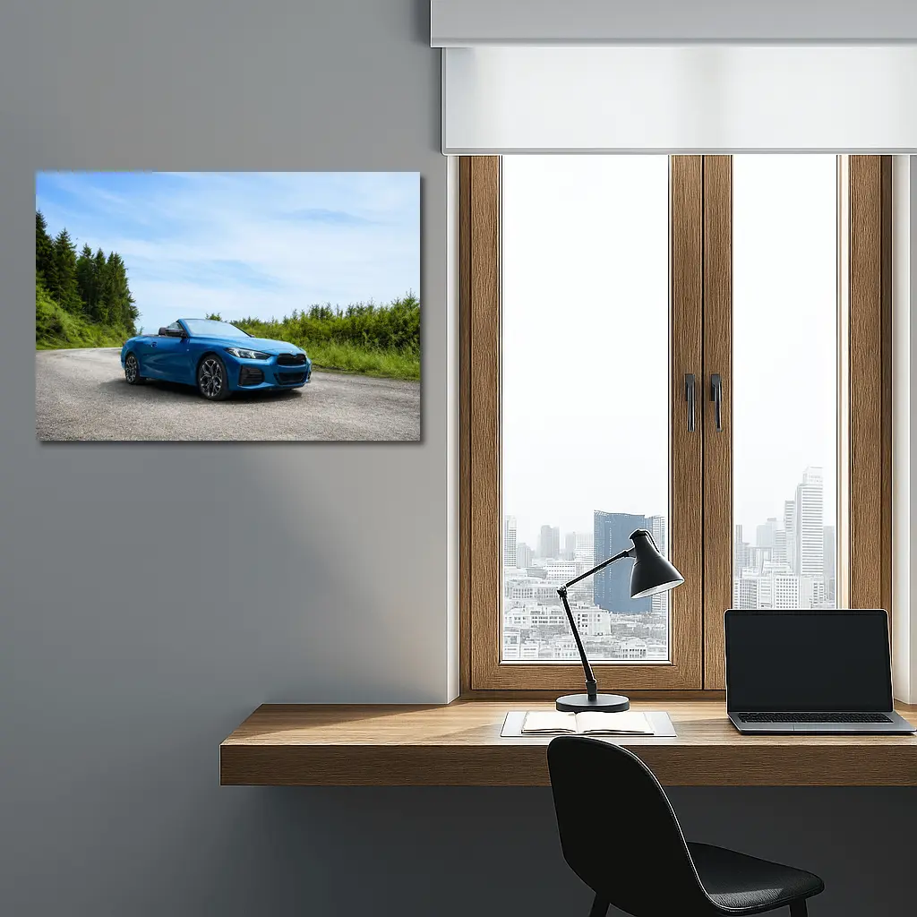 BMW M4 Convertible Blue Open Road – Wall Art