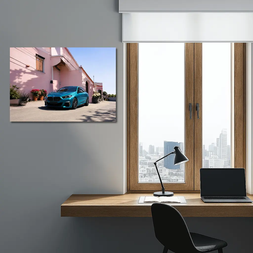 BMW M235i Gran Coupe Teal Mediterranean Street – Wall Art