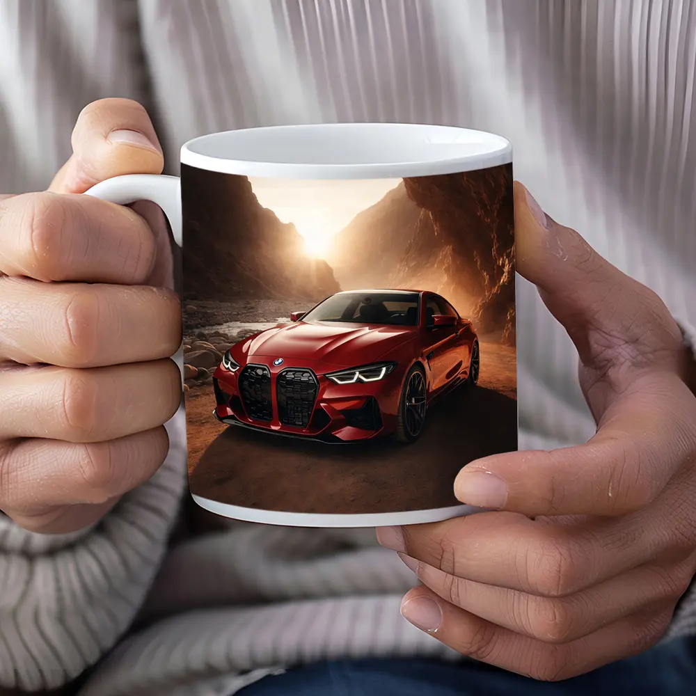 BMW M4 Red Coupe Canyon Desert Setting – Mugs